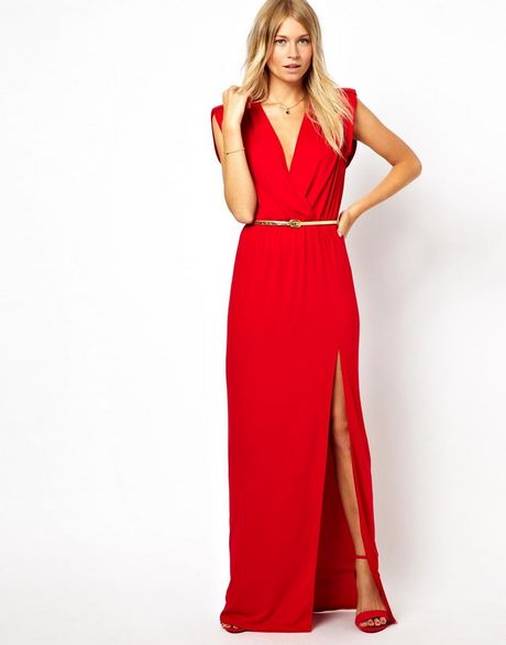 Rode jurk met split