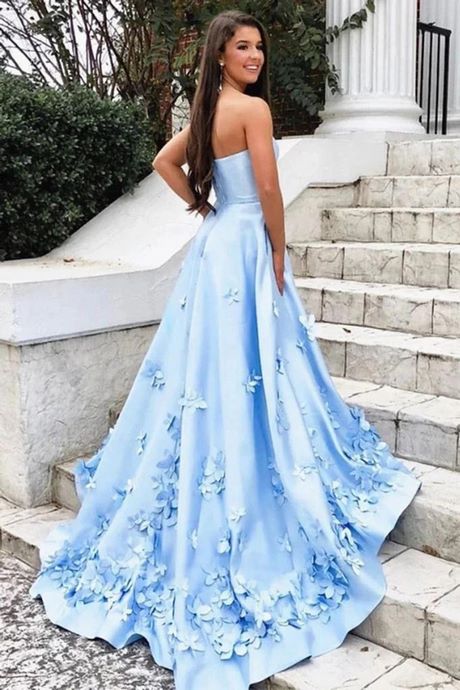 Blauwe lange prom jurken