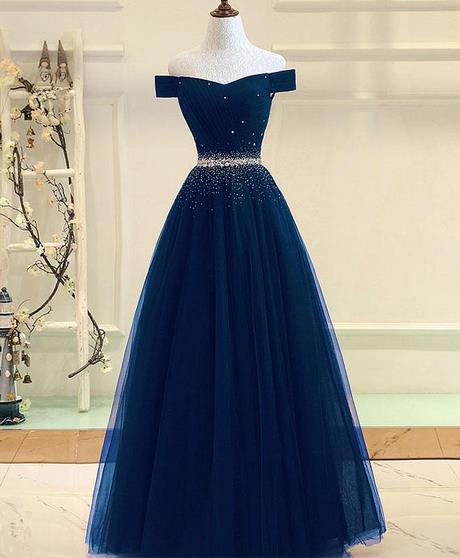 Blauwe lange prom jurken