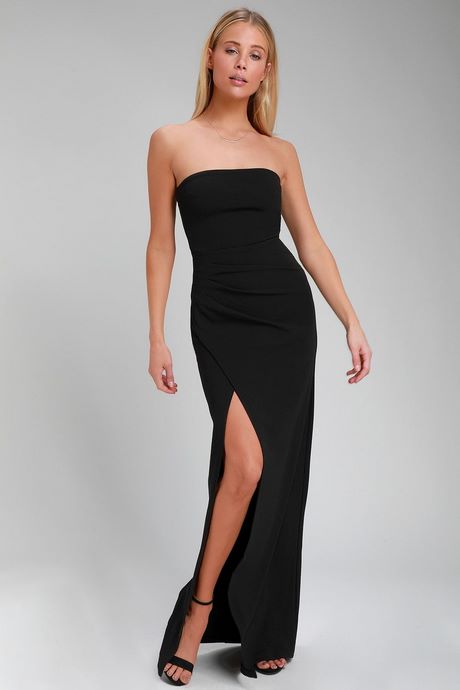 Strapless zwarte maxi jurk