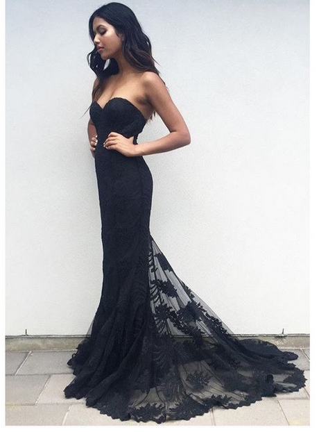 Zwarte kant strapless jurk