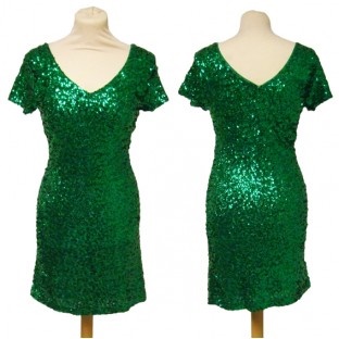 Groene glitterjurk