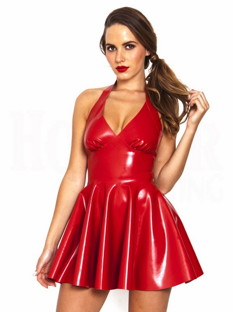 Rode leren jurk