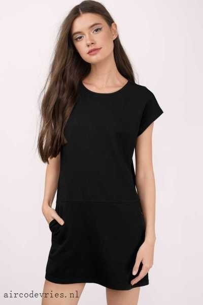 Lange zwarte t shirt jurk