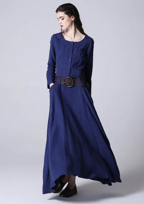 Blauwe jurk lang