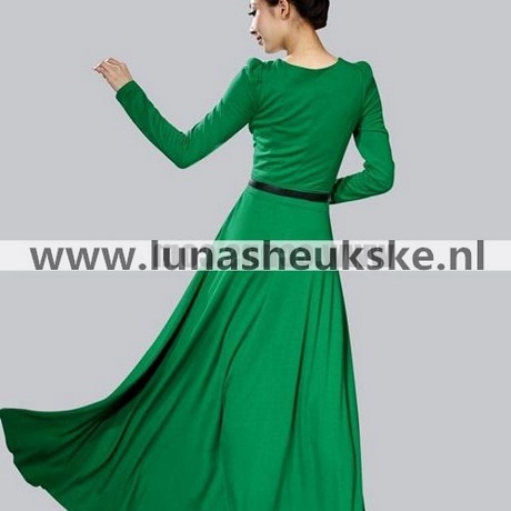 Groene jurk met lange mouwen