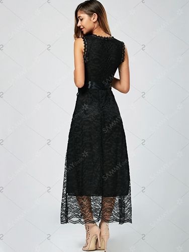 Kleding kanten jurk zwart