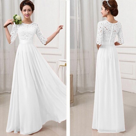 Lange witte jurk kant