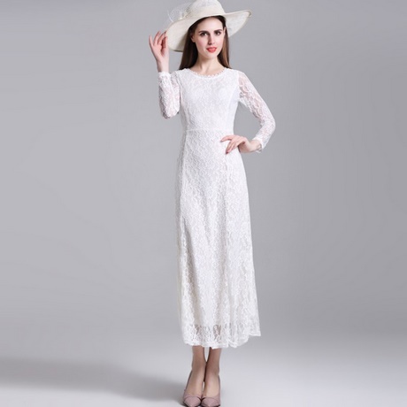 Witte maxi jurk lange mouwen
