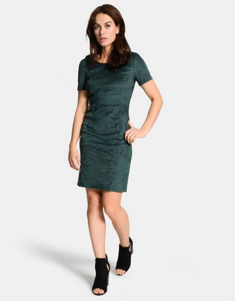 Suede jurk legergroen