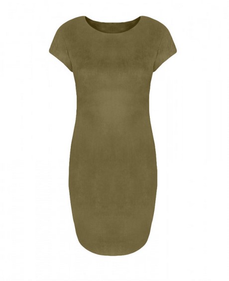 Suede jurk legergroen