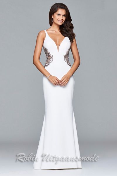 Lange witte jurk met split