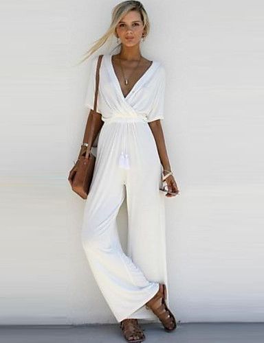 Witte lange jumpsuit