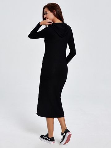 Zwarte lange jurk met korte mouw