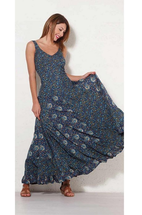 Maxi jurk blauw bloemen