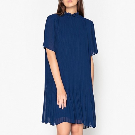Blauwe jurk met korte mouw
