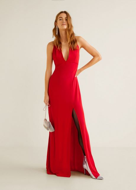 Lange rode jurk met split