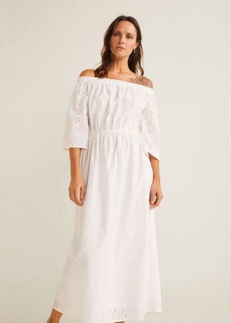 Witte maxi jurk met lange mouwen