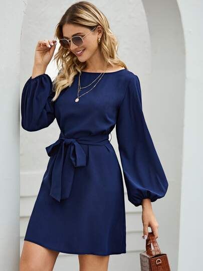 Blauwe casual jurk