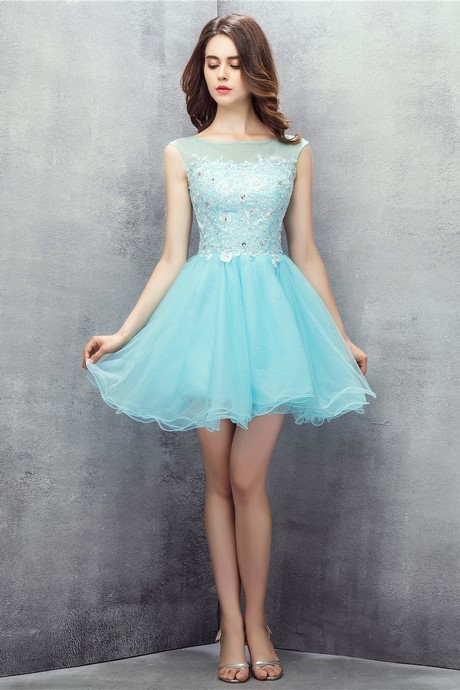 Korte blauwe prom jurken