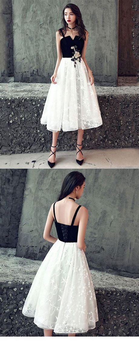 Korte zwarte en witte prom jurken