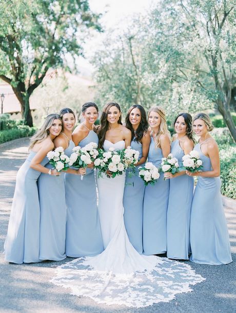 Lichtblauwe bruidsmeisje jurken