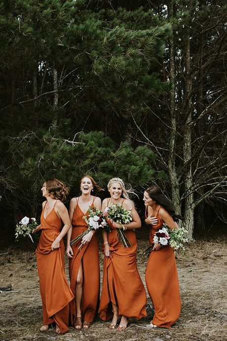 Oranje bruidsmeisje jurk