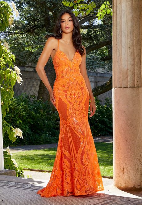 Oranje prom jurk