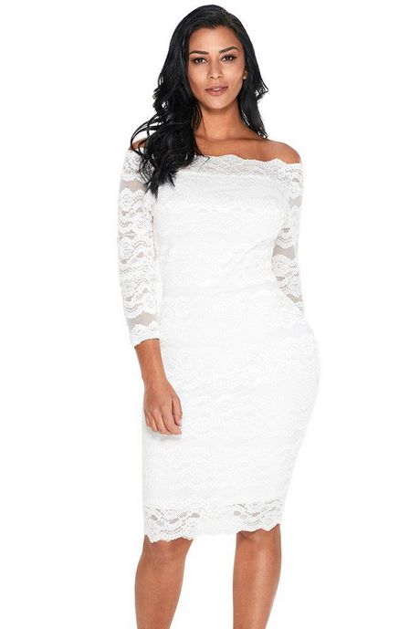 Witte kant schede jurk