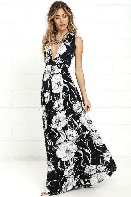 Zwart-wit maxi jurk
