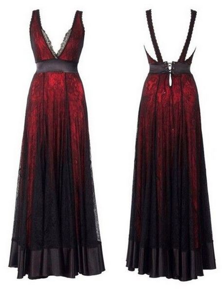 Zwarte en rode kanten jurk