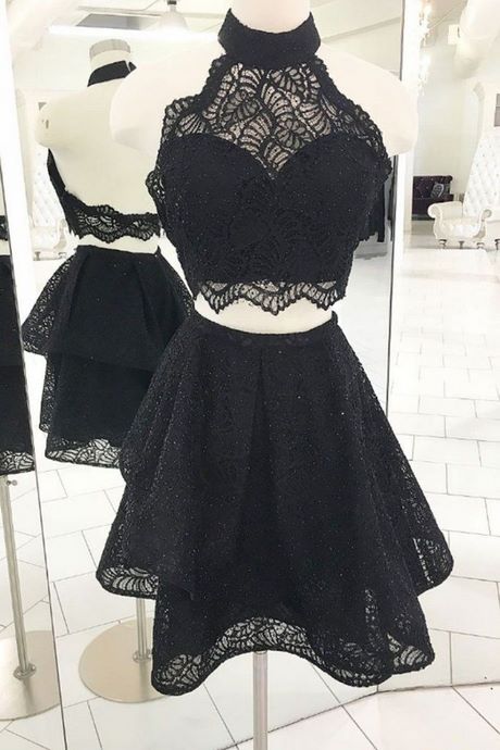 Zwarte korte prom jurk