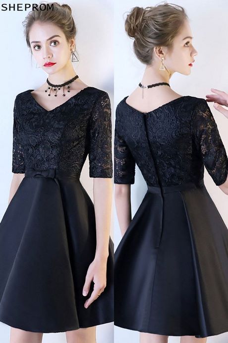 Zwarte korte prom jurk