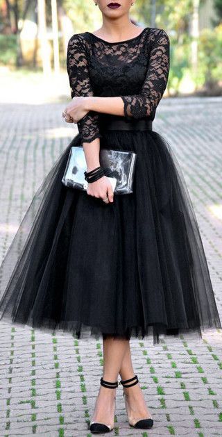 Zwarte tule jurk