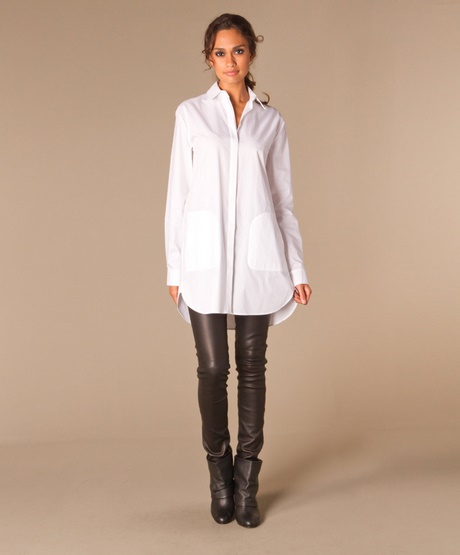 Lange witte blouse jurk