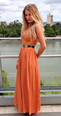 Oranje maxi dress