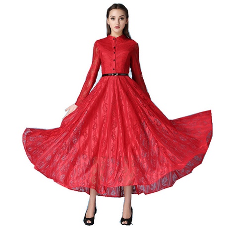 Rode jurk lange mouw