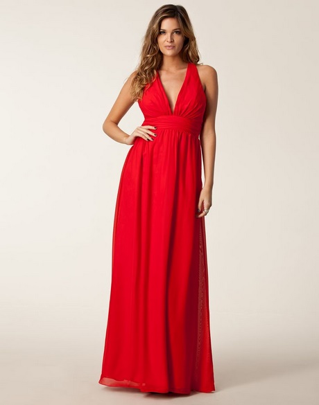 Rode jurk met lange mouwen