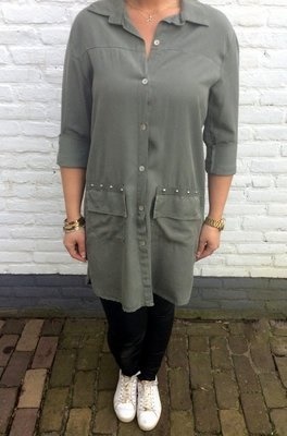 Legergroene blouse jurk