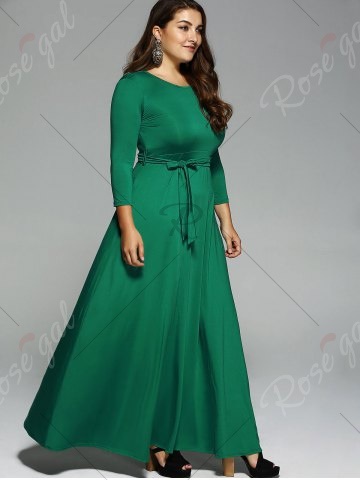 Groene jurk met lange mouwen