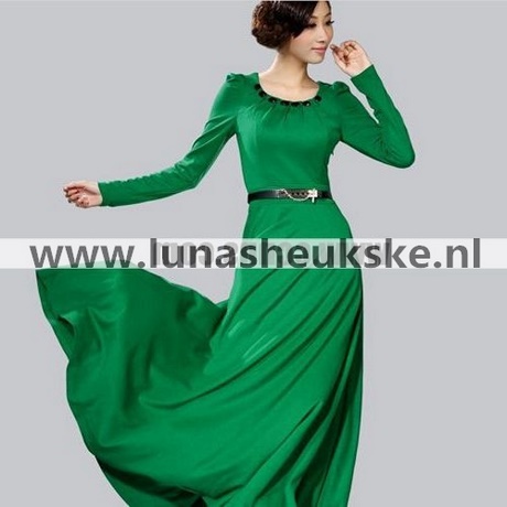 Groene jurken met lange mouwen