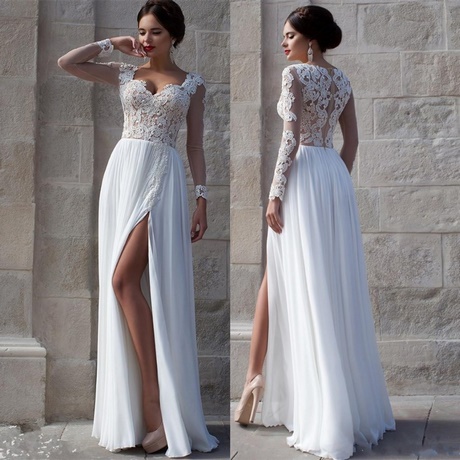 Lange witte kanten jurk