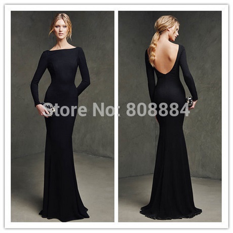 Lange zwarte jurk lange mouwen