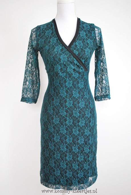 Turquoise kanten jurk