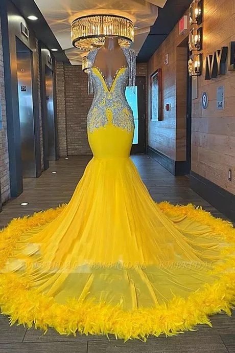 Gele zeemeermin prom dresses 2023