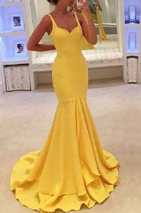Gele zeemeermin prom dresses 2023