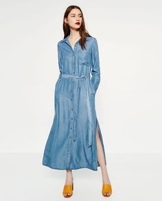 Lange denim jurk