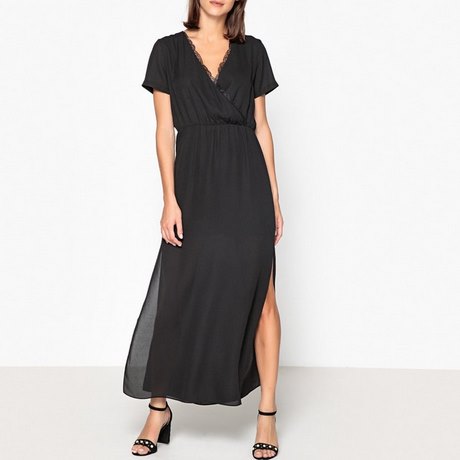Lange zwarte jurk met split