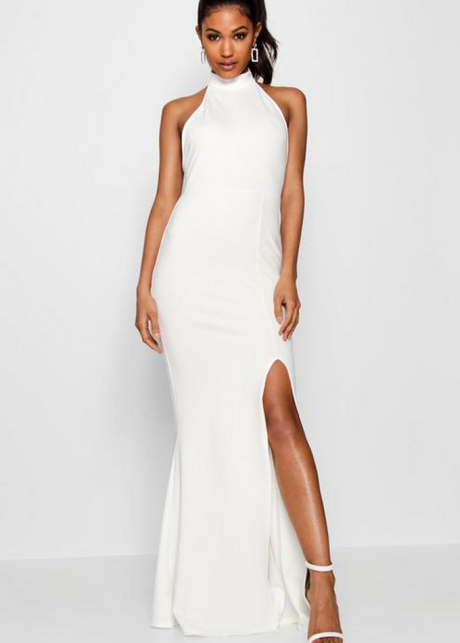 Witte lange jurk met split