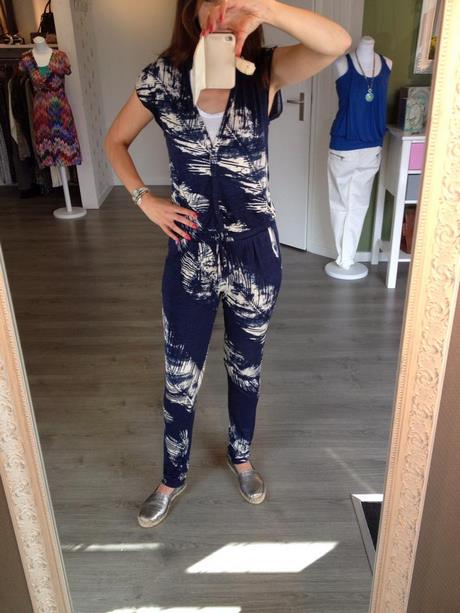 Jumpsuit blauw wit